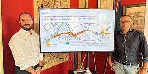 sindaco Ricci e Claudio Cerbarano, project manager di Autostrade per l'Italia