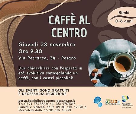 locandina Caffe al Centro con raffigurata una tazzina di caffè 