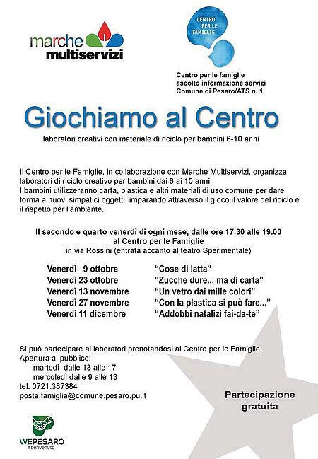 Giochiamo in centro elenco laboratori