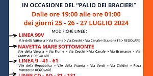 Locandina con modifica percorso linee per Palio dei Bracieri