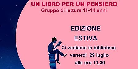 particolare della locandina raffigurante un ragazzo che legge seduto su una pila di libri