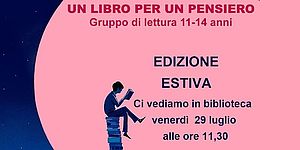 particolare della locandina raffigurante un ragazzo che legge seduto su una pila di libri