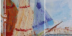 Dipinto con paesaggio di mare