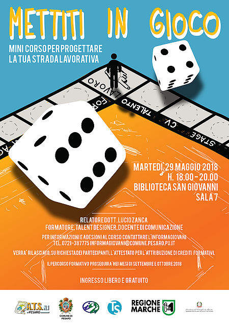 Due dadi su cartellone da gioco da tavolo arancione