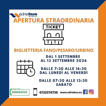 Apertura straordinaria biglietteria