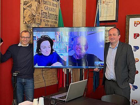 Il sindaco Ricci e il vicesindaco Vimini con Zambotti e Cirri presentano il CaterCapodanno e la Cerimonia inaugurale di Pesaro 2024