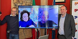 Il sindaco Ricci e il vicesindaco Vimini con Zambotti e Cirri presentano il CaterCapodanno e la Cerimonia inaugurale di Pesaro 2024