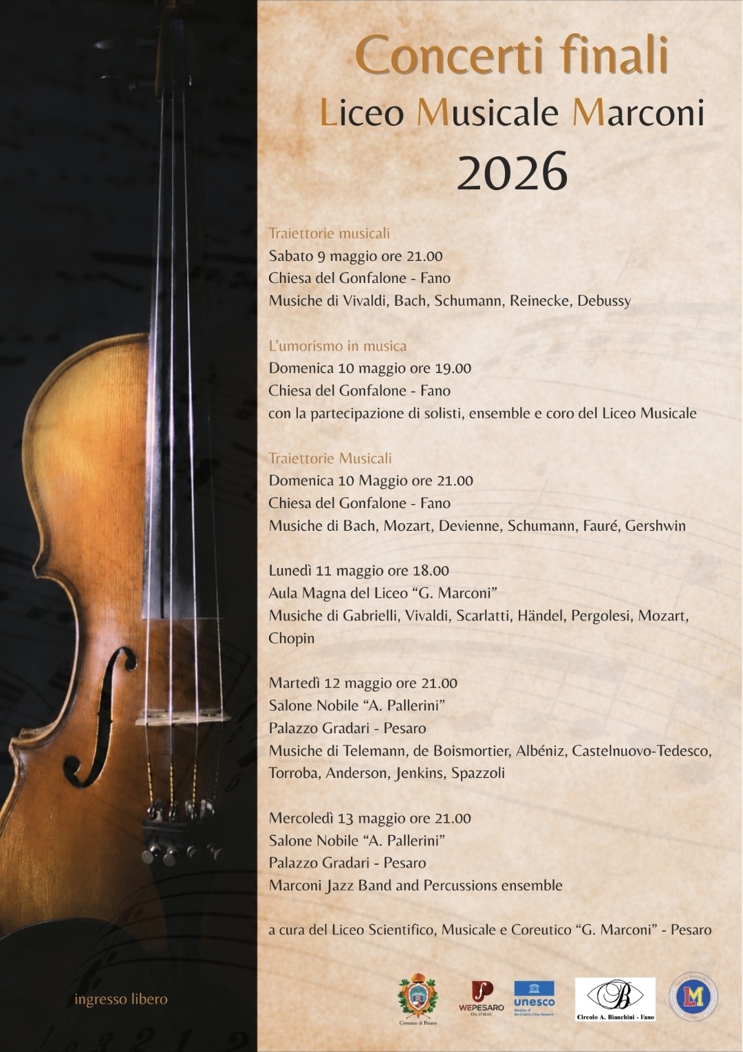 Concerti finali 2026 del Liceo Musicale “G. MarconI"