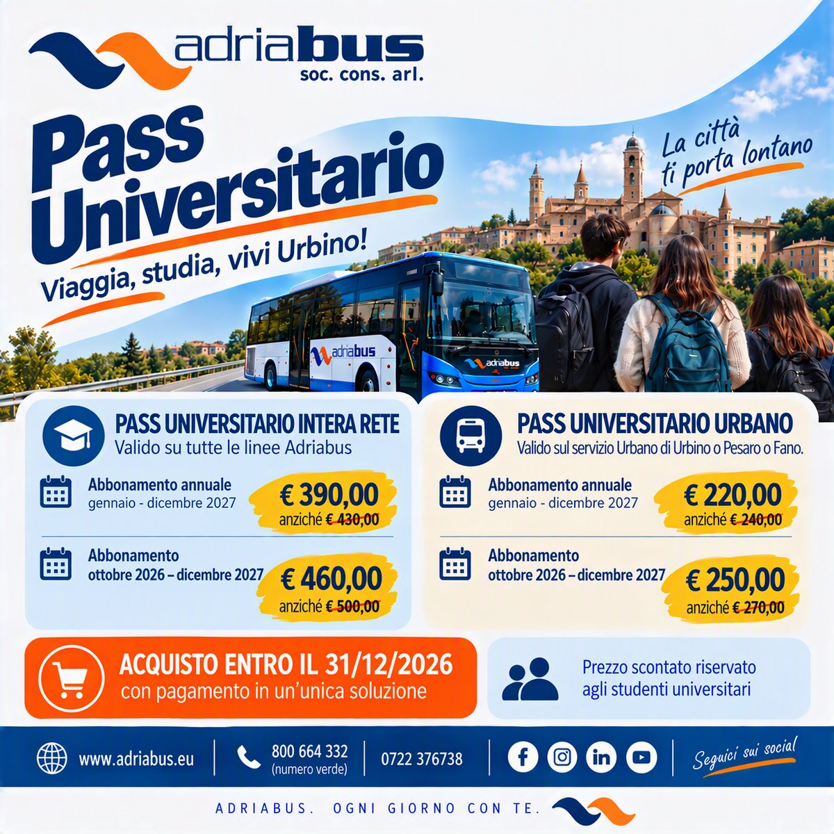 locandina Pass Universitario Adriabus 2026/2027