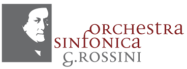 Grafica del viso di Rossini + scritta Orchestra Sinfonica Rossini 