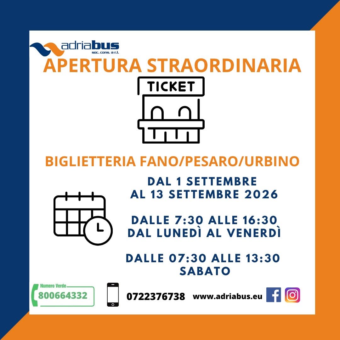 Apertura straordinaria biglietteria