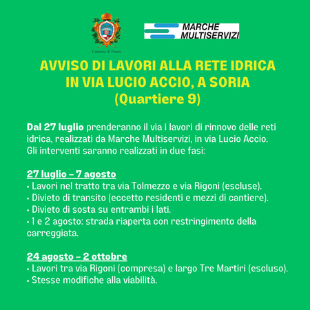 locandina di Rinnovo rete idrica in Via Lucio Accio