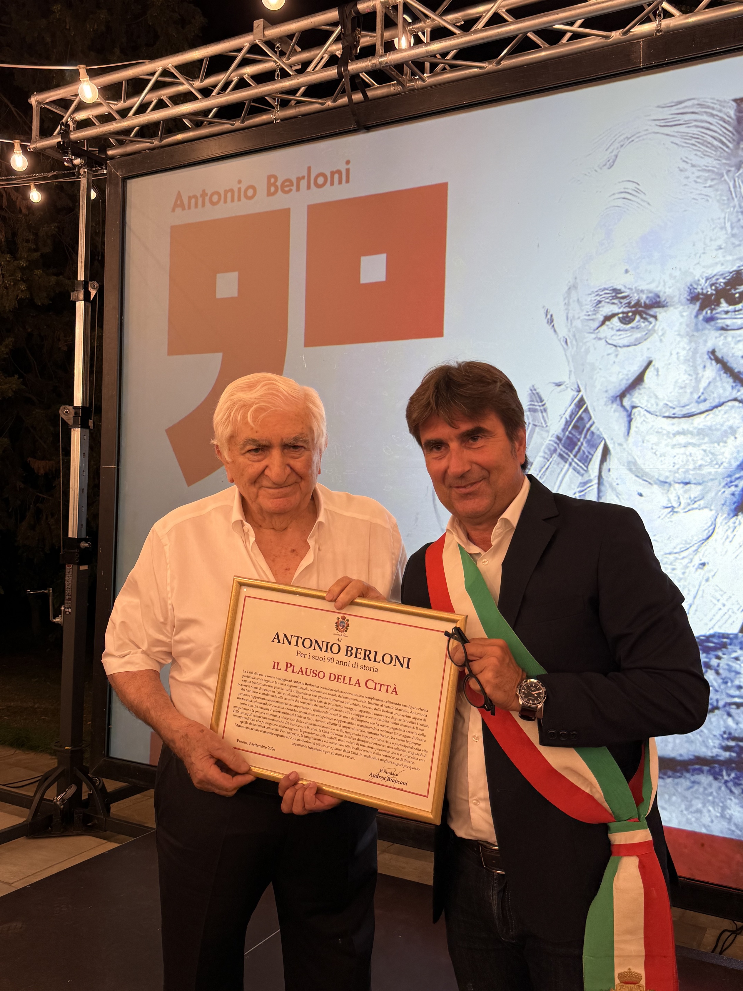il sindaco Andrea Biancani con Antonio Berloni